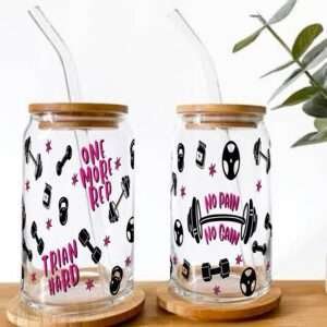 Gym Fitness Glass Tumbler - 550ml