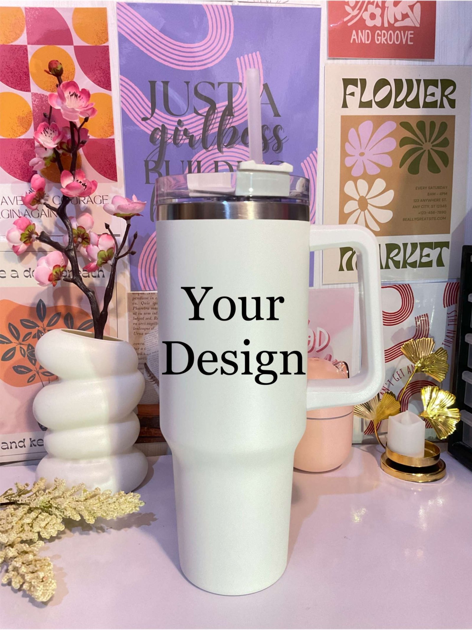 Hydrasip white Tumbler - 40oz