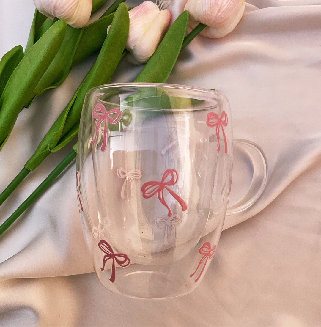 Bow double wall Glass Mug