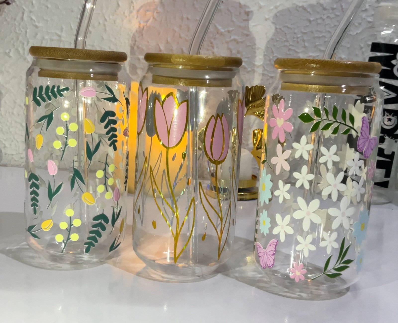 Floral Spring Glass Tumbler - 550ml