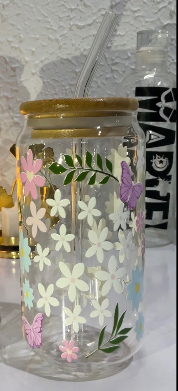 Floral Spring Glass Tumbler - 550ml - Image 4