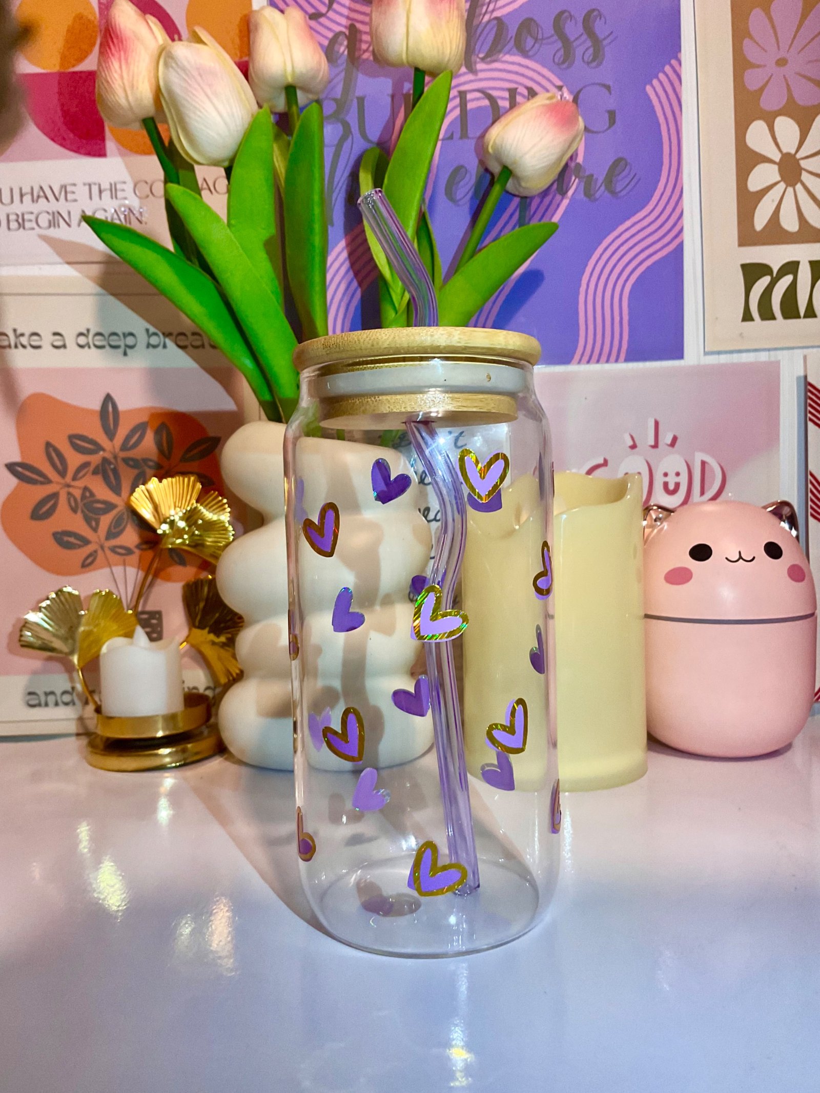 Holographic Heart Tumbler - 550ml - Image 2