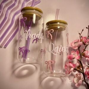 Personalised Bow Glass Tumbler - 550ml