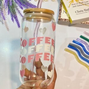 Pink Coffee Glass Tumbler 550ml