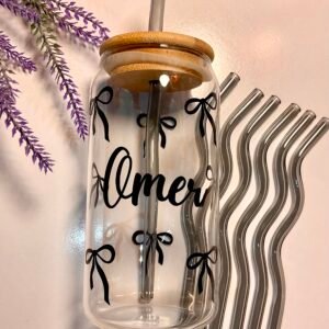 Black Bow Personalized Glass Tumbler