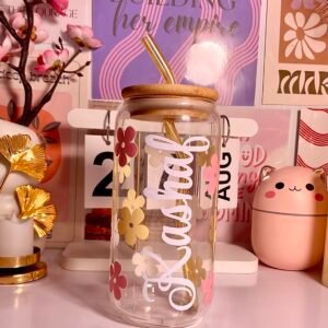 Personalized Floral Bliss Glass Tumbler (550ml)