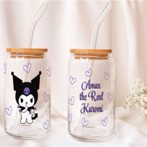 Kuromi Love Personalized Glass Tumbler-550ml